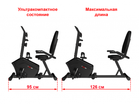 Горизонтальный велотренажер UNIXFIT BR-340 Compact (коврик 130 см в комплекте) - 11